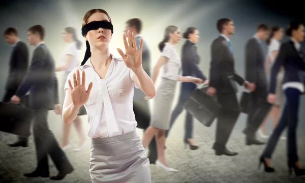 Young blindfolded woman — Stock Photo, Image