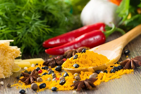 Chilli, herbs and spices — Stock Photo, Image