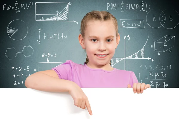 Girl holding banner — Stock Photo, Image