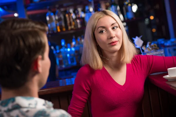 Portrait of a nice woman at the bar — Stock Photo, Image