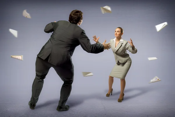 Two businessmen fighting as sumoists — Stock Photo, Image