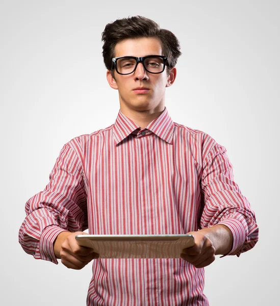 Man with electronic tablet — Stock Photo, Image