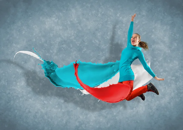 Female dancer with splashes of paint — Stock Photo, Image