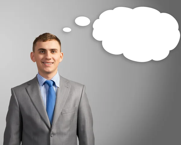 Businessman thought cloud over his head — Stock Photo, Image