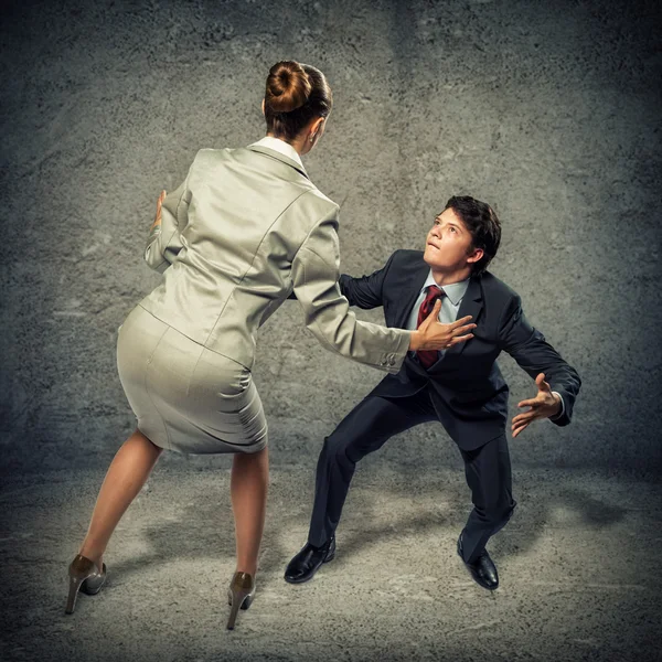 Two businessmen fighting as sumoist — Stock Photo, Image