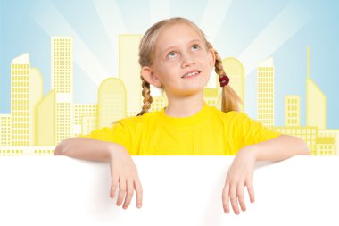 Beyaz bir bayrak tutan kız