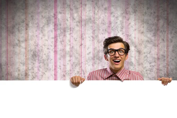 Man holding a banner — Stock Photo, Image