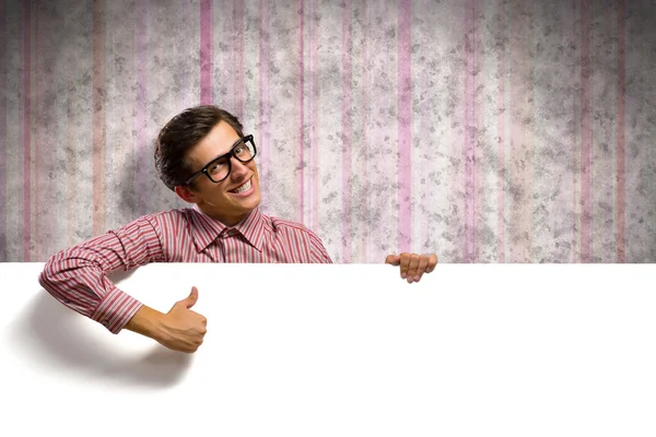 Man holding a banner — Stock Photo, Image