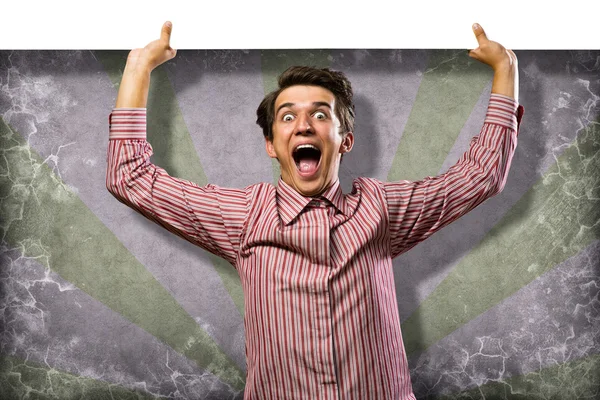 Man holding a banner — Stock Photo, Image