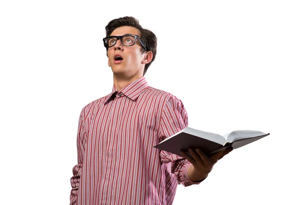 Sorprendido hombre con un libro — Foto de Stock