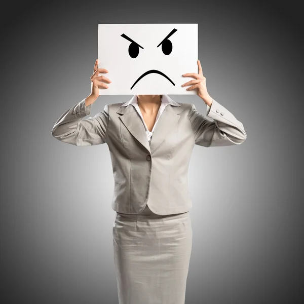 Business woman holding a poster — Stock Photo, Image