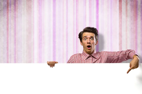 Man holding a banner — Stock Photo, Image