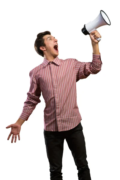 Pria dengan megaphone — Stok Foto