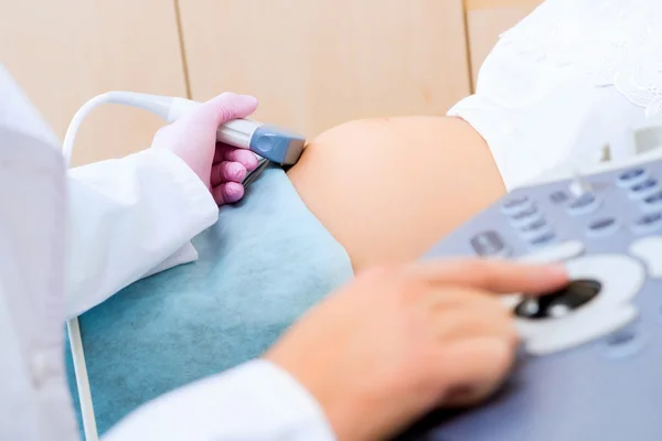 Abdominal ultrasound scanner for pregnant women — Stock Image Abdominal ultrasound scanner for pregnant women Royalty Free Stock Images