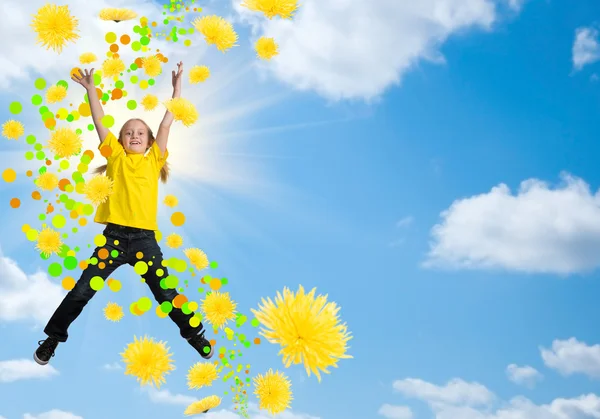 Meisje springen — Stockfoto