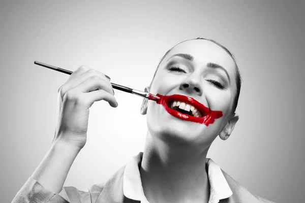 Conceptual Image with Vivid Red Mouth — Stock Photo, Image