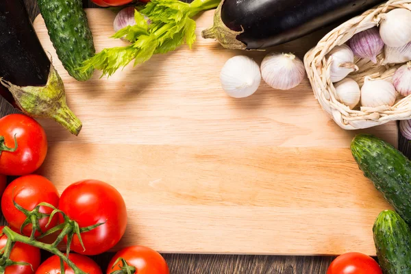 vegetables on the kitchen board