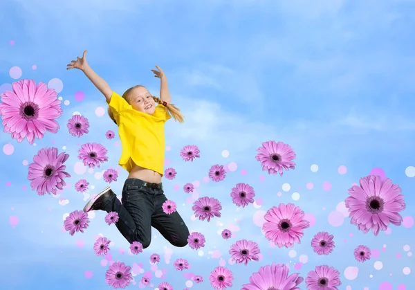 Salto menina — Fotografia de Stock