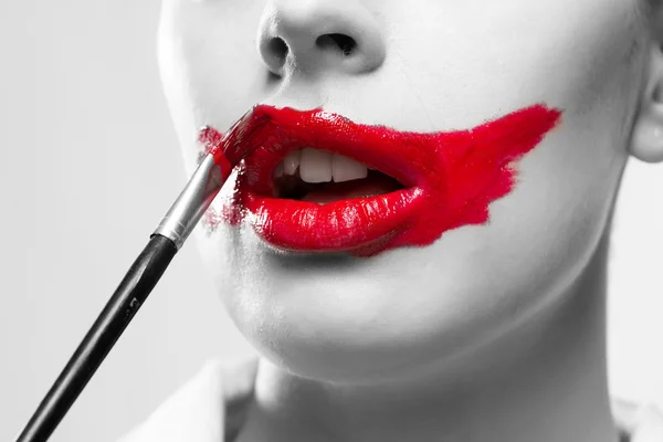 Conceptual Image with Vivid Red Mouth — Stock Photo, Image