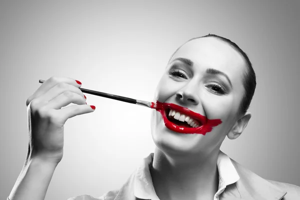 Conceptual Image with Vivid Red Mouth — Stock Photo, Image