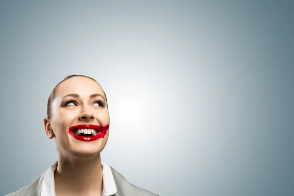 Femeie cu gura rosie vie — Fotografie, imagine de stoc