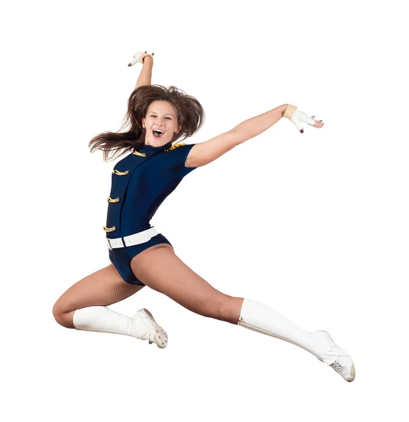 Atlético jovem mulher salto — Fotografia de Stock