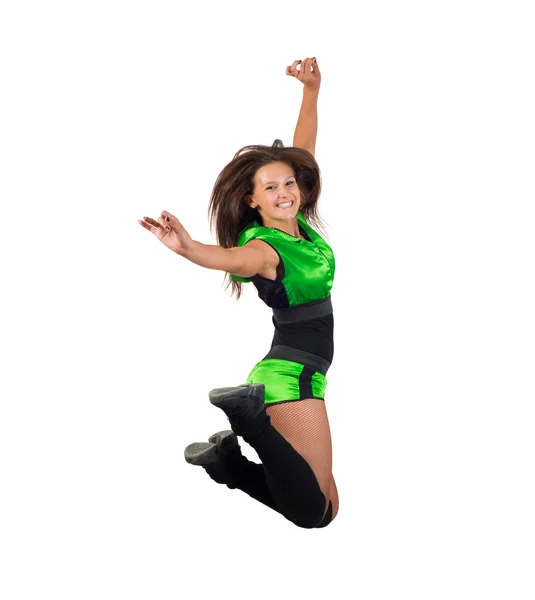 Athlète jeune femme sautant — Photo