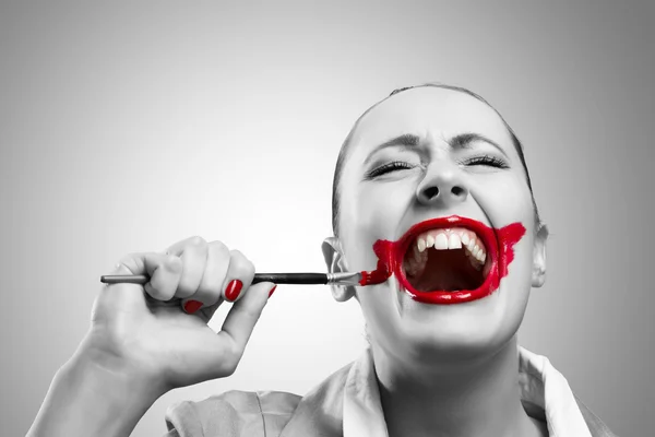 Conceptual Image with Vivid Red Mouth — Stock Photo, Image