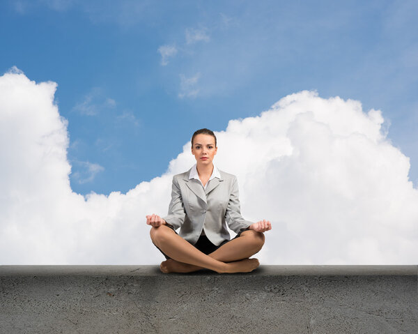 businesswoman meditating