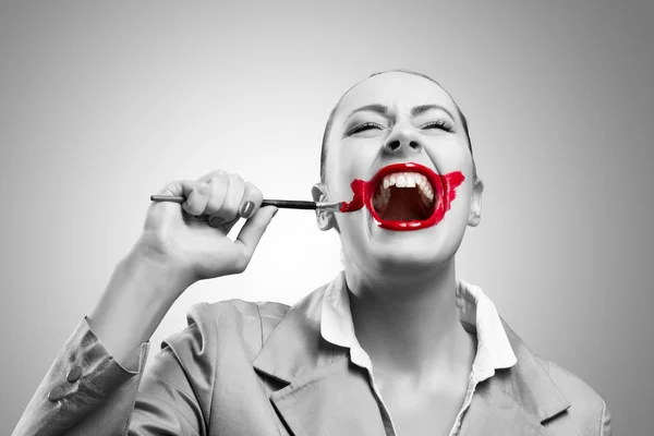 Conceptual Image with Vivid Red Mouth — Stock Photo, Image