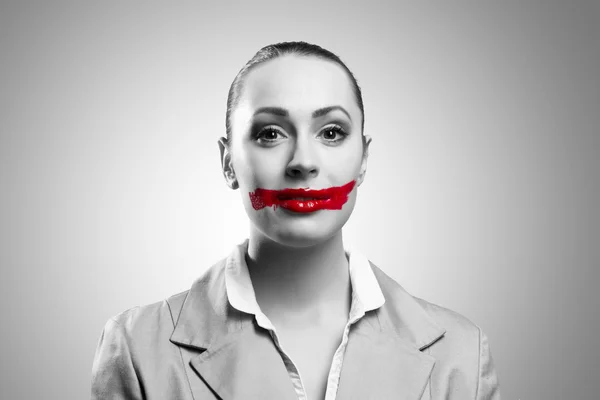 Conceptual Image with Vivid Red Mouth — Stock Photo, Image