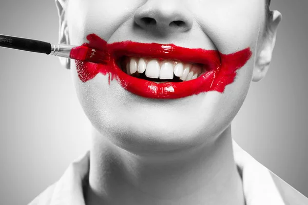 Conceptual Image with Vivid Red Mouth — Stock Photo, Image