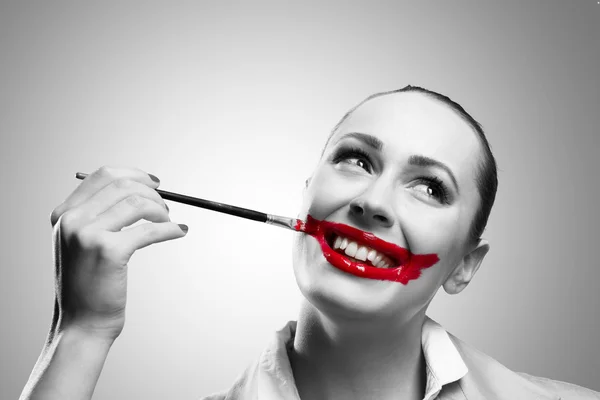 Conceptual Image with Vivid Red Mouth — Stock Photo, Image