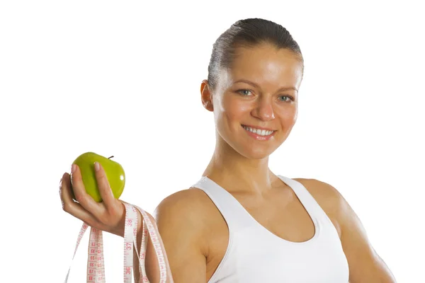 Junge attraktive Frau mit Maßband — Stockfoto