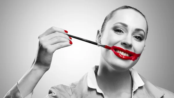 Conceptual Image with Vivid Red Mouth — Stock Photo, Image