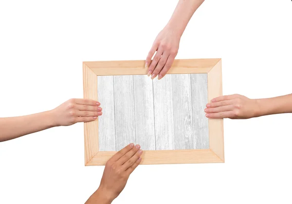 Ruce držící rámeček — Stock fotografie