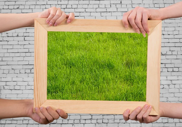 Marco con hierba — Foto de Stock