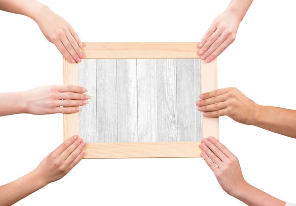 Ruce držící rámeček — Stock fotografie