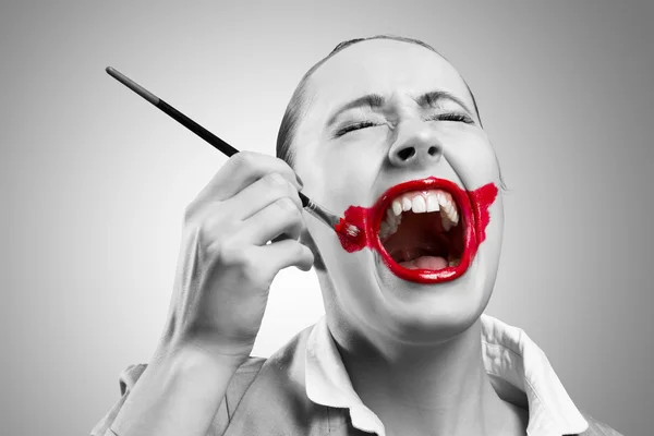Imagen conceptual con boca roja vívida — Foto de Stock