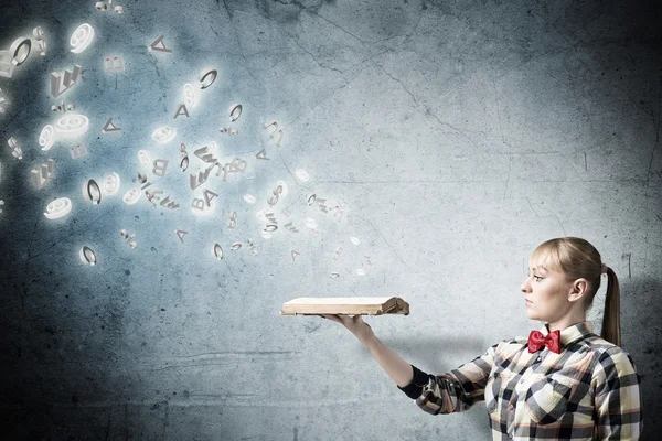 Girl with book — Stock Photo, Image