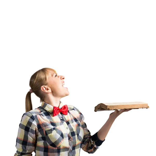 Chica con libro — Foto de Stock