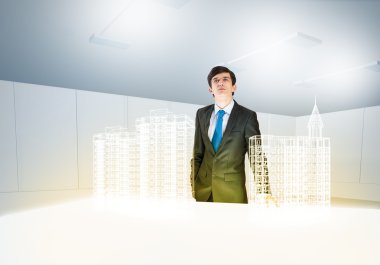 işadamı ve inşaat dijital modeli