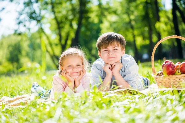 Kinder beim Picknick — Stockfoto