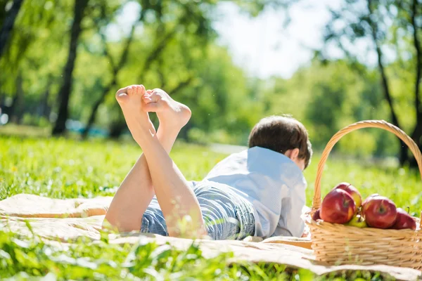 Boy at picnic — Stock Photo, Image