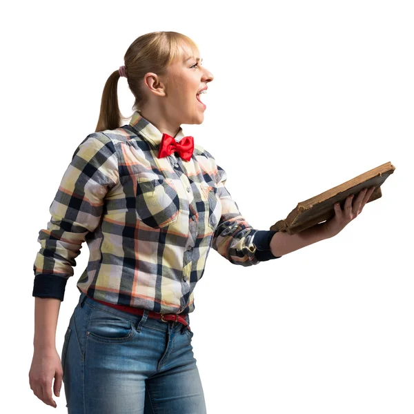 Chica con libro — Foto de Stock