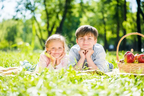 Kinder beim Picknick — Stockfoto