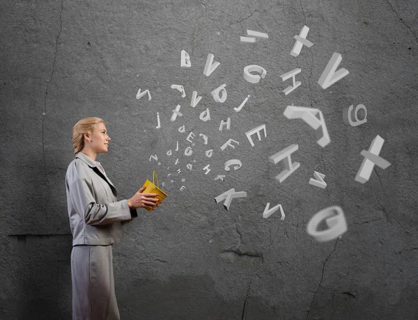 Woman holding bucket — Stock Photo, Image