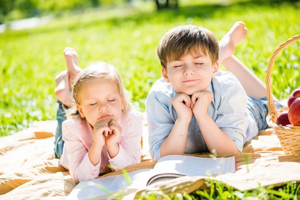 Barnen på picknick — Stockfoto