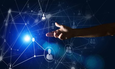 Karanlık arka planda iletişim ve ağ kurmak için modern kablosuz teknolojiler yaratmak