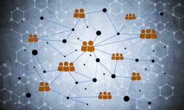 Çimento arka planına ağ oluşturma fikri olarak çizgiler ve noktalar